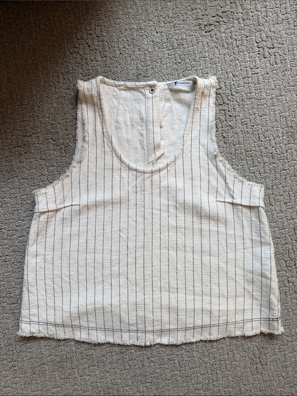 Alexander Wang Cream Tank Top with Navy Pinstripes